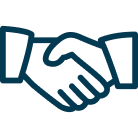 Icono de apretón de manos – compromiso y excelencia en soluciones logísticas integrales