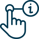 Icono de dedo pulsando botón de información – fluidez de información en soluciones logísticas integrales